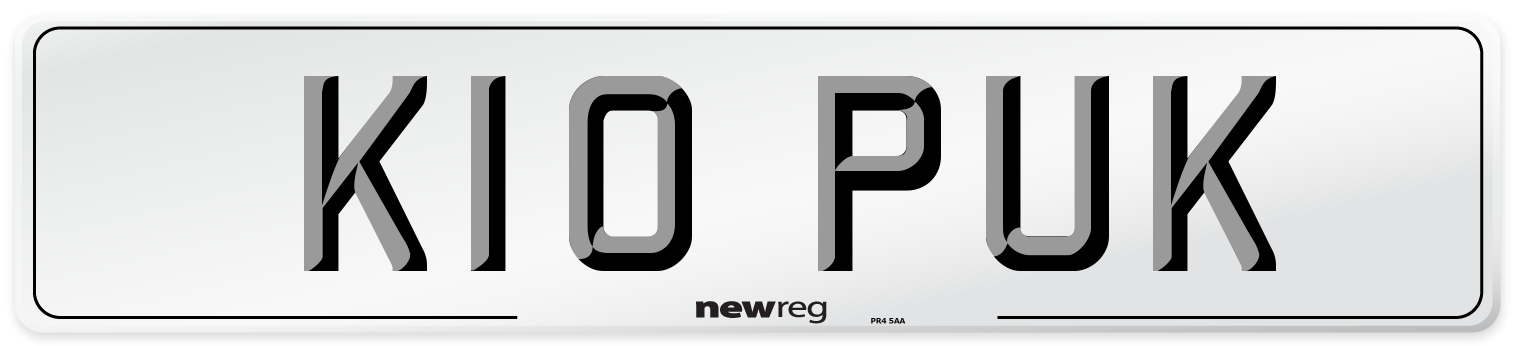 K10 PUK Number Plate from New Reg